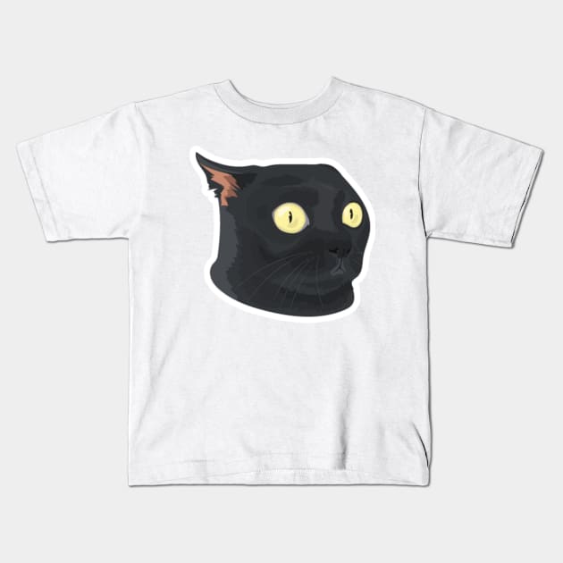 Black cat surprised Kids T-Shirt by DesignArtsShop